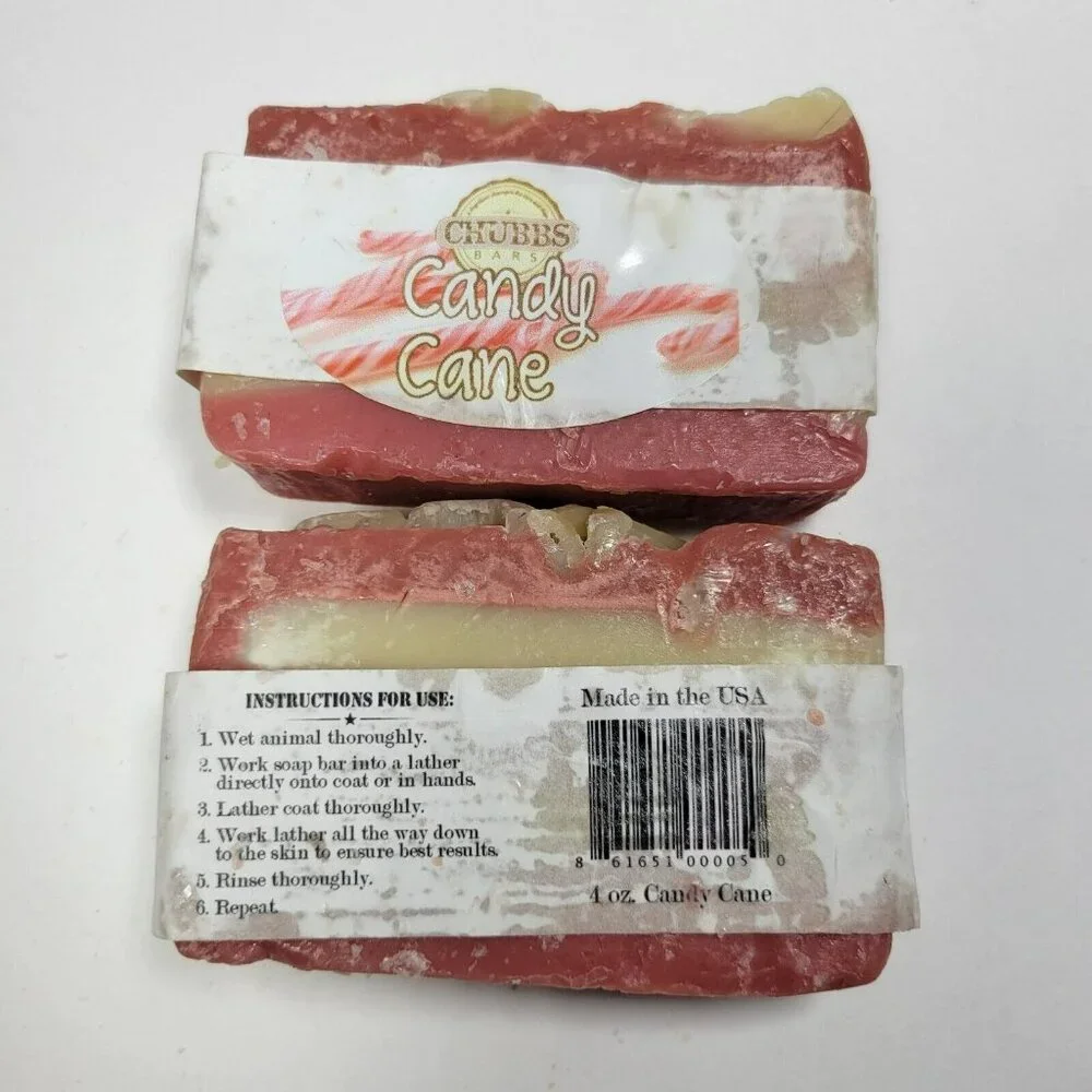 CHUBBS Pet Shampoo Soap Bar Lot of 2 Candy Cane 4oz Organic Dog Cat Animal